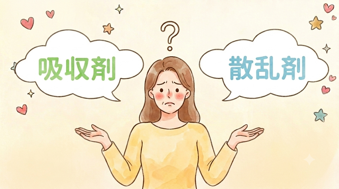 日焼け止めの吸収剤と散乱剤の違い比較図